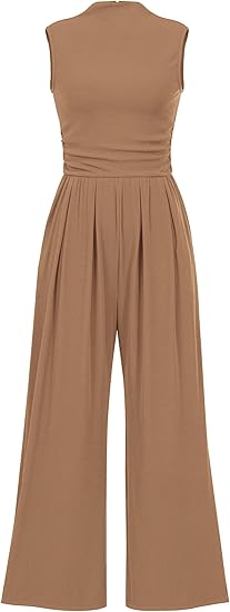 PRETTYGARDEN Womens Summer Jumpsuits Dressy Casual One Piece Outfits Sleeveless Mock Neck Wide Leg Pants Rompers With Pockets: A Straightforward Review