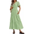 thumbnail image 1 of PRETTYGARDEN Womens Summer Maxi Dress Short Sleeve V Neck Hollow Out Eyelet A Line Long Flowy Beach Vacation Dresses, 1 of 9