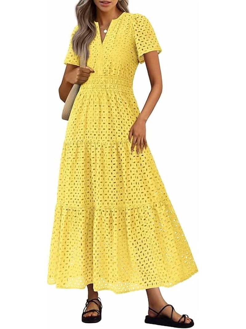 maxi cute dress short Amazon.com: PRETTYGARDEN Summer Dresses for Women 2026 Casual Short Sleeve Maxi  Dress Swiss Dot V Neck Smocked A Line Flowy Long Dress(Army Green,Small) :  Clothing, Shoes & Jewelry
