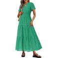 thumbnail image 1 of PRETTYGARDEN Womens Summer Maxi Dress Short Sleeve V Neck Hollow Out Eyelet A Line Long Flowy Beach Vacation Dresses, 1 of 9
