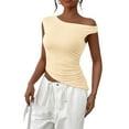 thumbnail image 1 of PRETTYGARDEN Womens Summer Off The Shoulder Crop Tops Sleeveless One Shoulder Ruched Asymmetrical Y2K Going Out Tank Top, 1 of 8