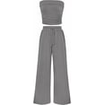 thumbnail image 1 of PRETTYGARDEN Womens Summer Outfits 2 Piece Sets Casual Ribbed Knit Crop Tube Top Wide Leg Pants Spring Matching Lounge Set, 1 of 8