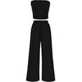 thumbnail image 1 of PRETTYGARDEN Womens Summer Outfits 2 Piece Sets Casual Ribbed Knit Crop Tube Top Wide Leg Pants Spring Matching Lounge Set, 1 of 8