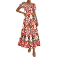 thumbnail image 1 of PRETTYGARDEN Womens Summer Puff Short Sleeve Maxi Dress Square Neck Smocked Tiered Ruffle A Line Long Flowy Beach Dresses, 1 of 8