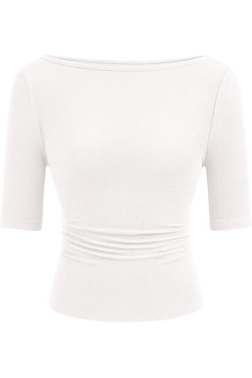 White Boatneck Tops