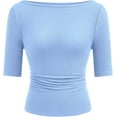 thumbnail image 1 of PRETTYGARDEN Womens Summer Short Sleeve Tops Boat Neck Ribbed Knit Slim Fit T Shirt Casual Basic Top Spring Clothes, 1 of 10