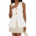 thumbnail image 1 of PRETTYGARDEN Womens Summer Sleeveless Blazer Vest Tops Trendy V Neck Button Down Business Casual Suit Vests Waistcoat, 1 of 10