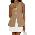 thumbnail image 1 of PRETTYGARDEN Womens Summer Sleeveless Blazer Vest Tops Trendy V Neck Button Down Business Casual Suit Vests Waistcoat, 1 of 10