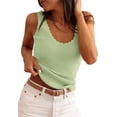 thumbnail image 1 of PRETTYGARDEN Womens Summer Sleeveless Tank Tops V Neck Ruffle Lightweight Ribbed Knit Shirt Casual Going Out Top, 1 of 9
