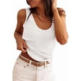 thumbnail image 1 of PRETTYGARDEN Womens Summer Sleeveless Tank Tops V Neck Ruffle Lightweight Ribbed Knit Shirt Casual Going Out Top, 1 of 10
