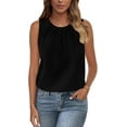 thumbnail image 1 of PRETTYGARDEN Womens Summer Tank Tops Crewneck Sleeveless Business Blouse Casual Loose Pleated Basic Shirt, 1 of 7