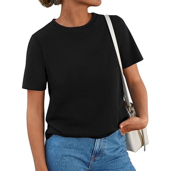 PRETTYGARDEN Womens Summer Tops Casual Basic Crewneck Short Sleeve Shirts Spring Fashion Clothing Going Out Outfits