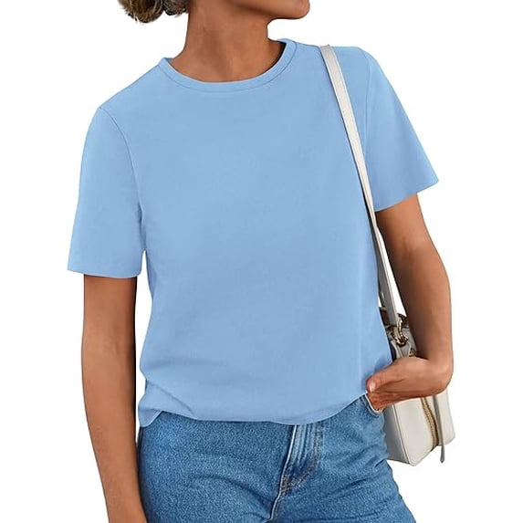 PRETTYGARDEN Womens Summer Tops Casual Basic Crewneck Short Sleeve ...