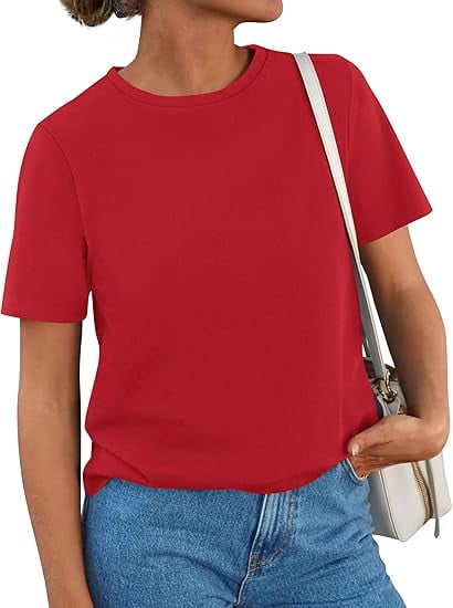 PRETTYGARDEN Womens Summer Tops Casual Basic Crewneck Short Sleeve ...