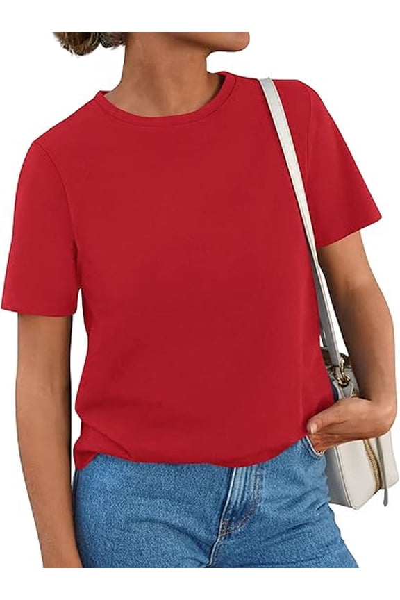 Womens Summer Tops Casual Basic Crewneck Short Sleeve Shirts Spring Fashion Clothing Going Out Outfits