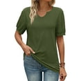 thumbnail image 1 of PRETTYGARDEN Womens Summer Tops Lace Short Sleeve Loose Casual Tee Shirts V Neck Trendy Business Blouse, 1 of 6
