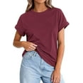 thumbnail image 1 of PRETTYGARDEN Womens Summer Tops Spring Casual Rolled Short Sleeve Basic Tees Crew Neck Work Shirts Fashion Clothing, 1 of 10