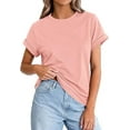 thumbnail image 1 of PRETTYGARDEN Womens Summer Tops Spring Casual Rolled Short Sleeve Basic Tees Crew Neck Work Shirts Fashion Clothing, 1 of 10