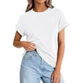 thumbnail image 1 of PRETTYGARDEN Womens Summer Tops Spring Casual Rolled Short Sleeve Basic Tees Crew Neck Work Shirts Fashion Clothing, 1 of 10