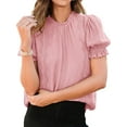 thumbnail image 1 of PRETTYGARDEN Womens Summer Tops Trendy Mock Neck Puff Sleeve Blouse Dressy Casual Business Western Shirts Spring Clothes, 1 of 9