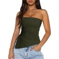 thumbnail image 1 of PRETTYGARDEN Womens Summer Tube Tops Trendy Strapless Ruched Going Out Tops Outfits Asymmetrical Bandeau Shirts, 1 of 8