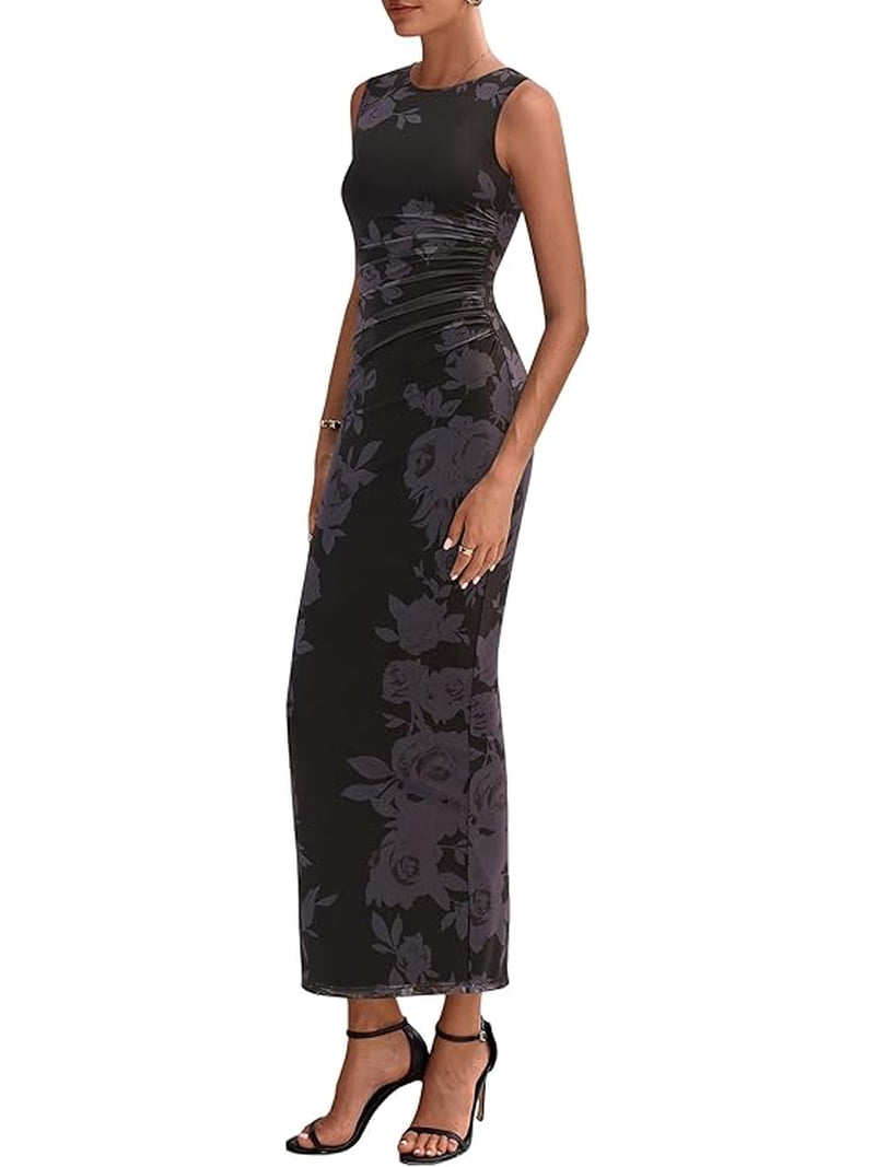 dress with mesh holiday Mesh Sheer Long Sleeve Maxi Dress Emboldened / M