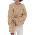 thumbnail image 1 of PRETTYGARDEN Womens Sweaters Fall Cable Knit Long Sleeve Crewneck Oversized Sweater Chunky Pullover Loose Outfits, 1 of 7