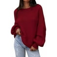 thumbnail image 1 of PRETTYGARDEN Womens Sweaters Fall Lantern Long Sleeve Oversized Sweater Casual Crewneck Chunky Knit Ribbed Pullover Tops, 1 of 9