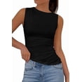 thumbnail image 1 of PRETTYGARDEN Womens Tank Top Spring Ruched Asymmetrical Going Out Top Slim Fit Sleeveless Shirts Summer Clothes, 1 of 10