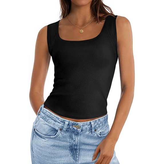 PRETTYGARDEN Womens Tank Tops Spring Casual Sleeveless Fitted Scoop Neck Basic Slim Cute Top Summer Shirt Beach Clothes