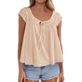 thumbnail image 1 of PRETTYGARDEN Womens Tie Front Tank Tops Summer Fashion Cap Sleeve Babydoll Blouses Flowy Shirts Spring Going Out Outfits, 1 of 8