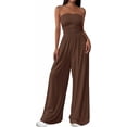 thumbnail image 1 of PRETTYGARDEN Womens Trendy Strapless Rompers Ruched Tube Top Wide Leg One Piece Jumpsuits Beach Vacation Summer Outfits, 1 of 7