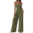 thumbnail image 1 of PRETTYGARDEN Womens Trendy Strapless Rompers Ruched Tube Top Wide Leg One Piece Jumpsuits Beach Vacation Summer Outfits, 1 of 7
