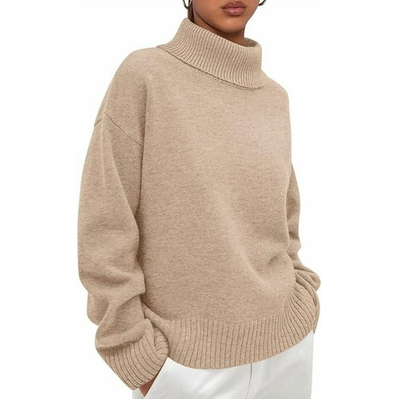 PRETTYGARDEN Womens Turtleneck Long Sleeve Sweater Fall Trendy Loose Fit Casual Tops Chunky Knit Pullover Sweaters