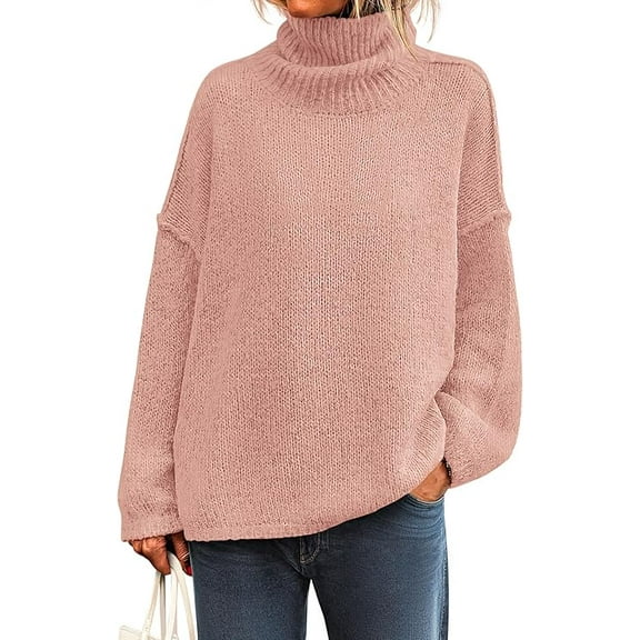 PRETTYGARDEN Womens Turtleneck Long Sleeve Sweater Fall Trendy Loose Fit Knit Tops Oversized Pullover Sweaters