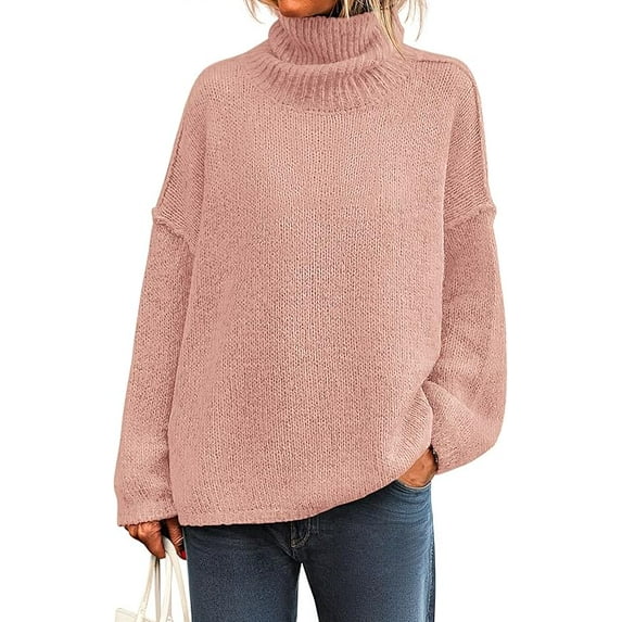 PRETTYGARDEN Womens Turtleneck Long Sleeve Sweater Fall Trendy Loose Fit Knit Tops Oversized Pullover Sweaters