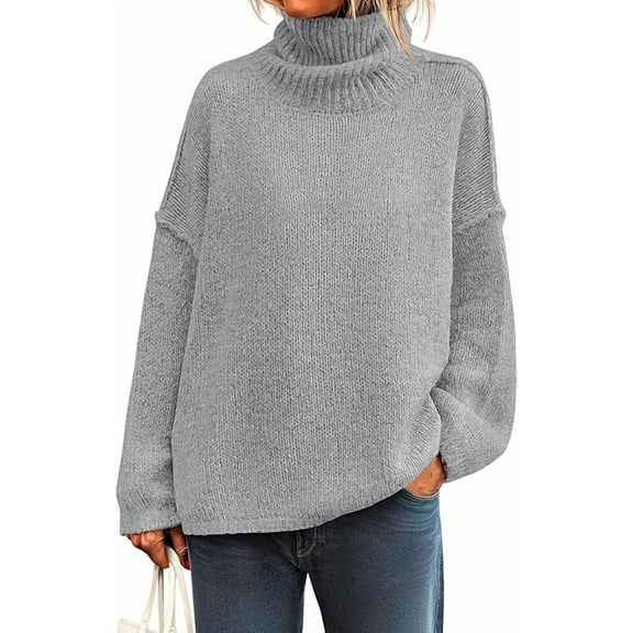 PRETTYGARDEN Womens Turtleneck Long Sleeve Sweater Fall Trendy Loose Fit Knit Tops Oversized Pullover Sweaters
