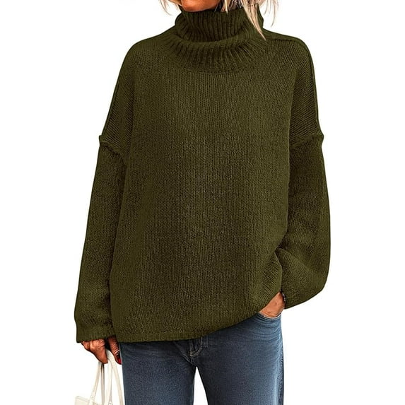 PRETTYGARDEN Womens Turtleneck Long Sleeve Sweater Fall Trendy Loose Fit Knit Tops Oversized Pullover Sweaters