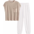 thumbnail image 1 of PRETTYGARDEN Womens Two Piece Outfits Sweater Sets Knit Pullover Tops And High Waisted Pants Matching Tracksuit Sweatsuit Set, 1 of 8