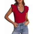 thumbnail image 1 of PRETTYGARDEN Womens V Neck Summer Tops Ruffle Sleeveless Slim Fit T Shirts Going Out Casual Blouses, 1 of 7