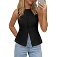 thumbnail image 1 of PRETTYGARDEN Womens Vests Top Trendy Spring Sleeveless Blazer Suit Summer Business Casual Work Button Down Waistcoat, 1 of 9