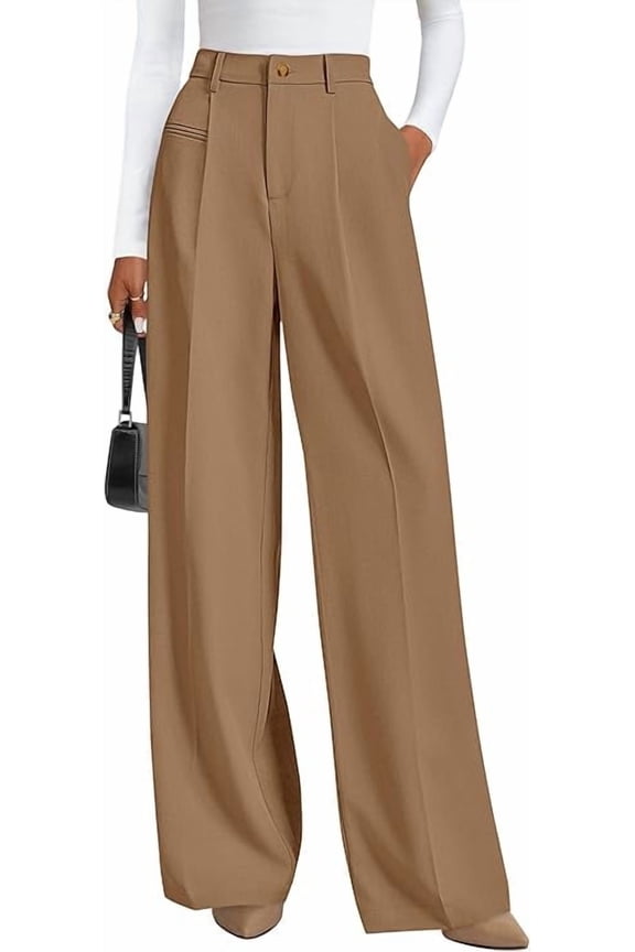 Womens Wide Leg Dress Pants Business Casual Flowy Work Palazzo Pants High Waisted Slacks Trousers