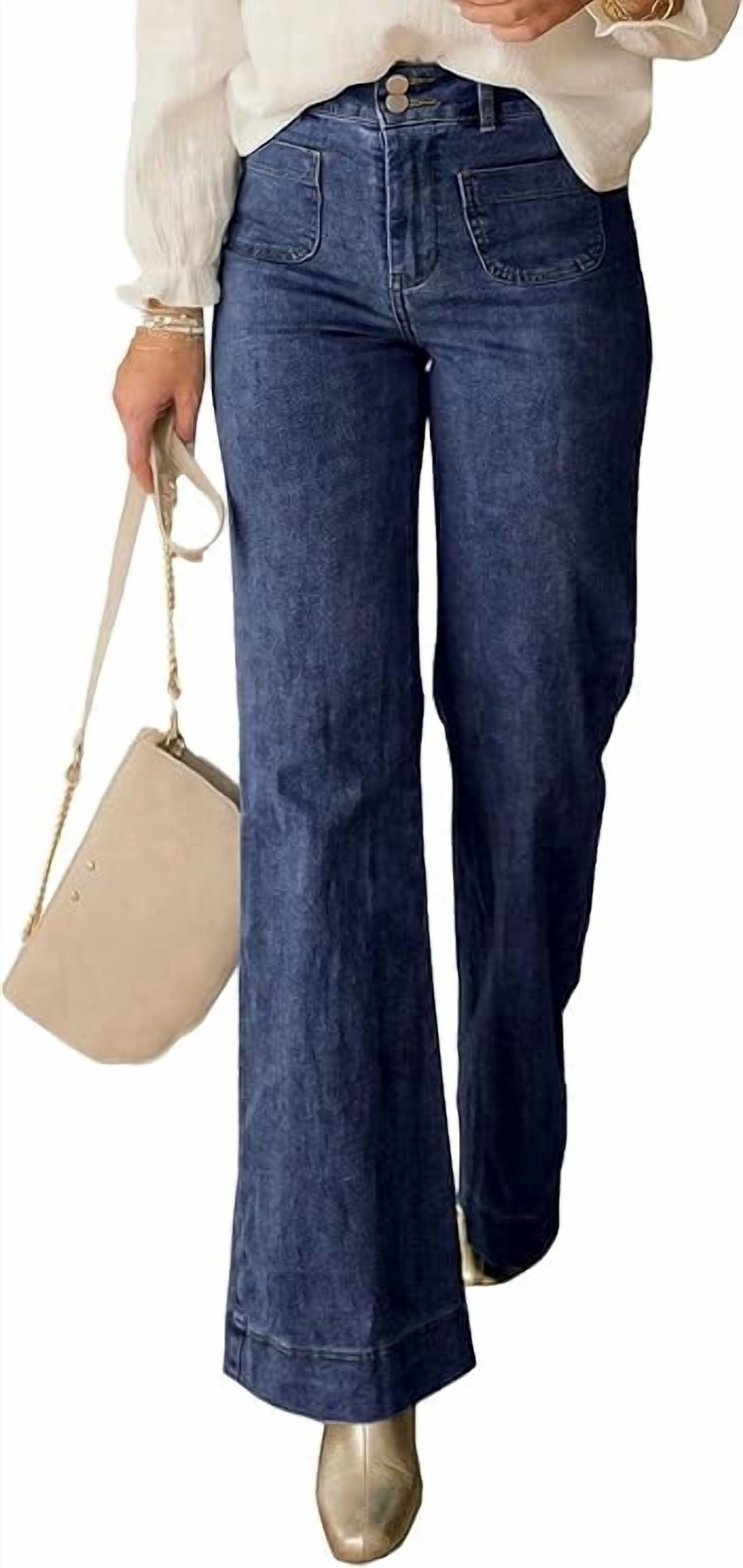 PRETTYGARDEN Womens Wide Leg Jeans High Waisted Stretchy | High Rise ...