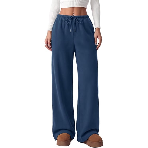 PRETTYGARDEN Womens Wide Leg Sweatpants Fleece Lounge Pants | Elastic Drawstring Waist,Baggy Jogger Yoga Sweat pants,Pockets,Fall Winter Clothes,Loose Daily Casual & Loungewear Trousers
