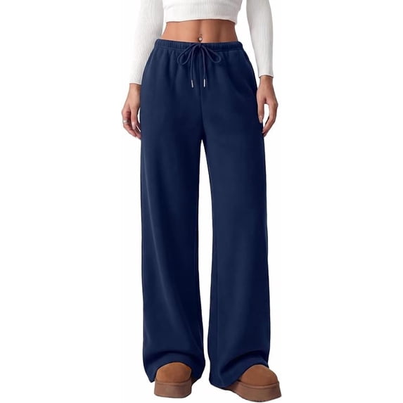 PRETTYGARDEN Womens Wide Leg Sweatpants Fleece Lounge Pants | Elastic Drawstring Waist,Baggy Jogger Yoga Sweat pants,Pockets,Fall Winter Clothes,Loose Daily Casual & Loungewear Trousers