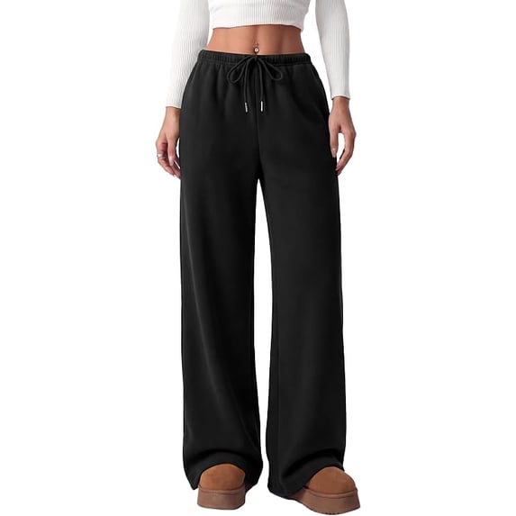 PRETTYGARDEN Womens Wide Leg Sweatpants Fleece Lounge Pants | Elastic Drawstring Waist,Baggy Jogger Yoga Sweat pants,Pockets,Fall Winter Clothes,Loose Daily Casual & Loungewear Trousers