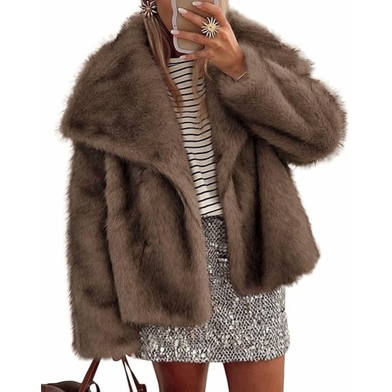 PRETTYGARDEN Womens Winter Coats Trendy Long Sleeve Furry Faux Fur Jackets Button Lapel Warm Fall Outwear with Pockets