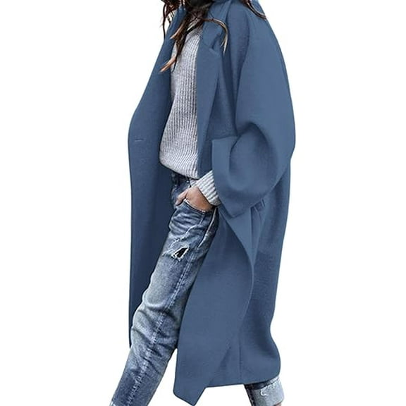 PRETTYGARDEN Womens Winter Coats Trendy Long Sleeve Notch Lapel Button Long Jackets Casual Oversized Vacation Outfits