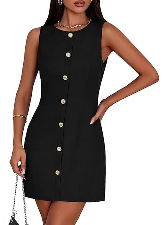 Work Dresses for Women Summer Business Short Dress Sleeveless Button Down Formal Elegant Office Outfits