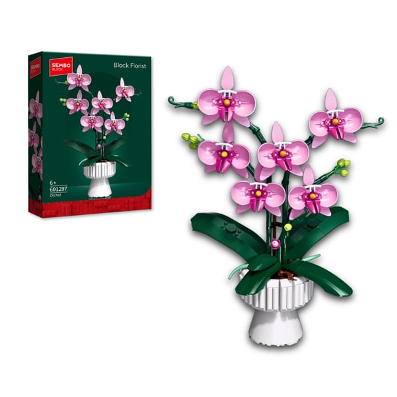 PRETTYMINA SEMBO Block Florist Orchid  562 PCS Botanical Building Set, Decorative Flower Model with Pot, Home & Office Display, Age 6+